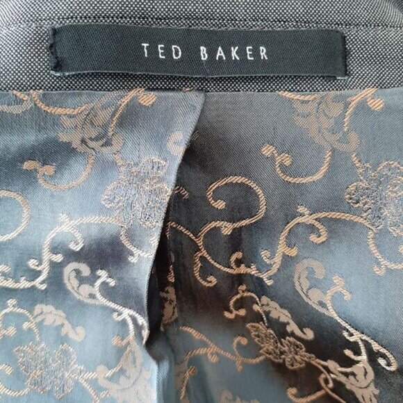 TED BAKER London Blazer Jacket Solid Gray Men's Sz 44 R - Picture 14 of 15
